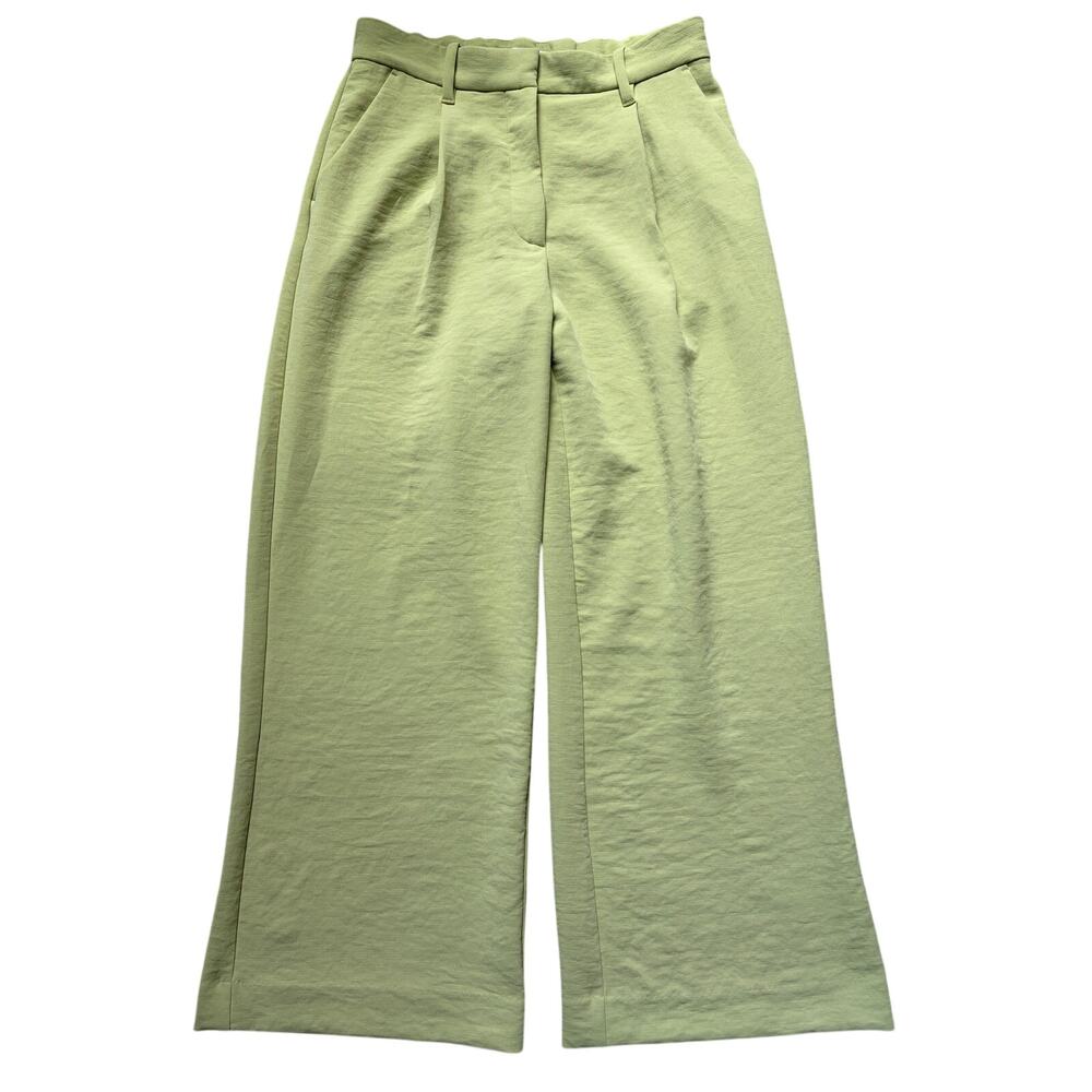 Abercrombie & Fitch Crepe Tailored Ultra Wide Leg Pants Size 28 Lime Green - Picture 3 of 12